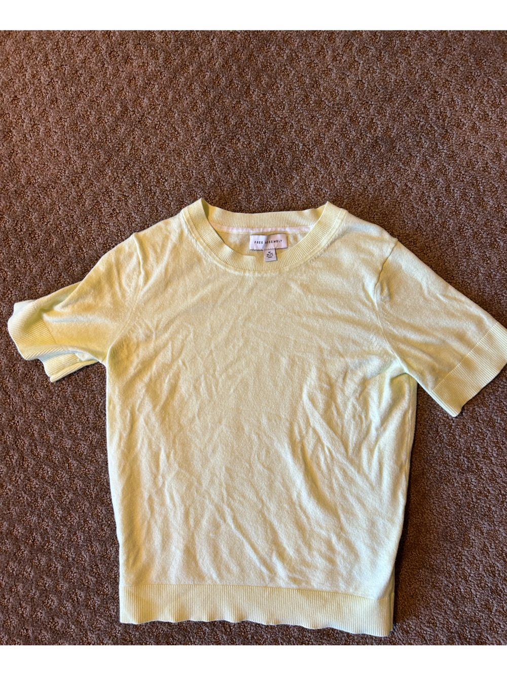 Crewneck Short Sleeve Knit Top - Yellow/lime green